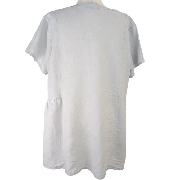 FLAX Women’s MED Gray Linen Scoop Neck Oversized Tunic Top - Picture 4 of 7